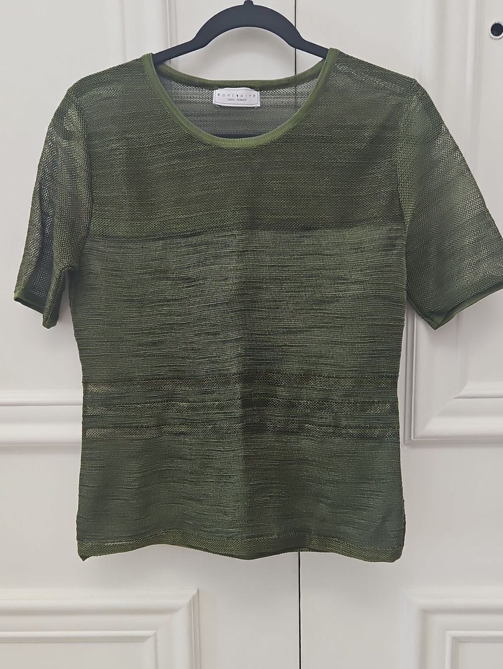 Louis Feraud Olive Green Short Sleeve Knit Top -M